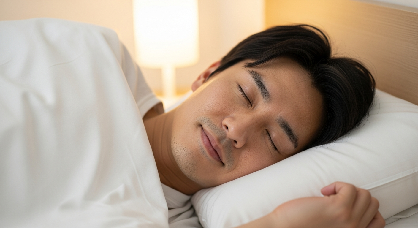 良質な睡眠で肌が回復する男性
